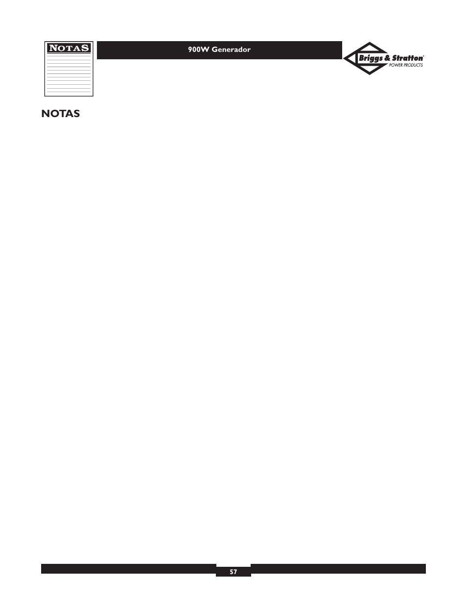 Notas | Briggs & Stratton 01532-2 User Manual | Page 57 / 60