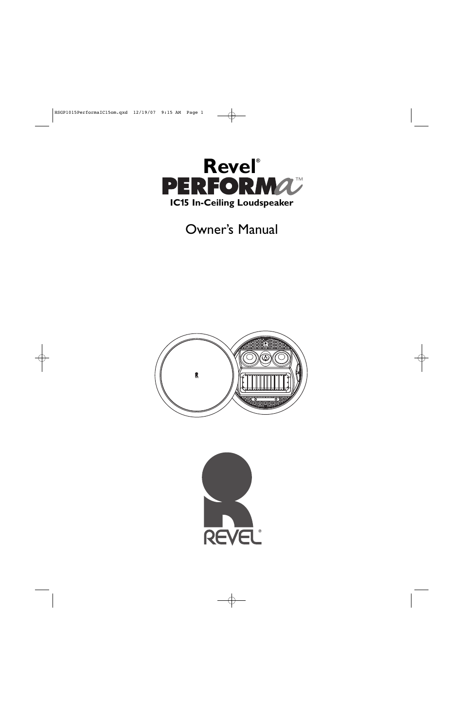 Revel IC15 User Manual | 8 pages