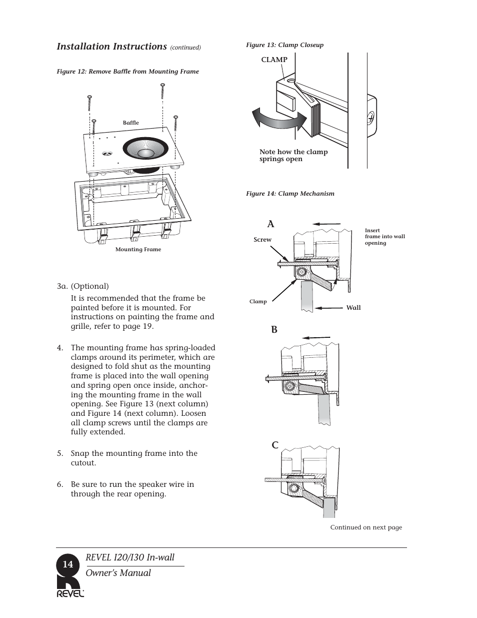 Revel i20/i30 in-wall owner’s manual, Installation instructions | Revel I30 User Manual | Page 14 / 28