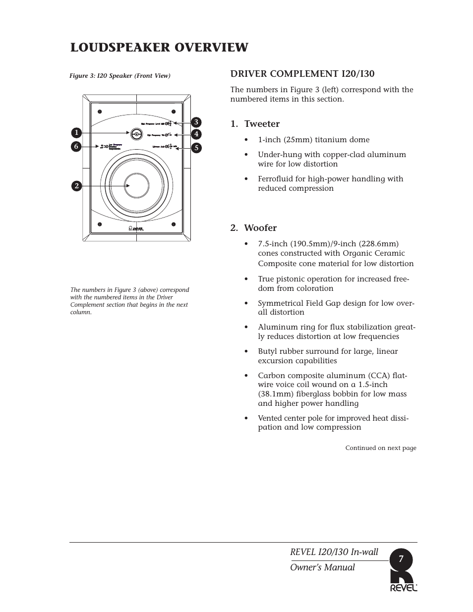 Loudspeaker overview | Revel I30 User Manual | Page 7 / 28