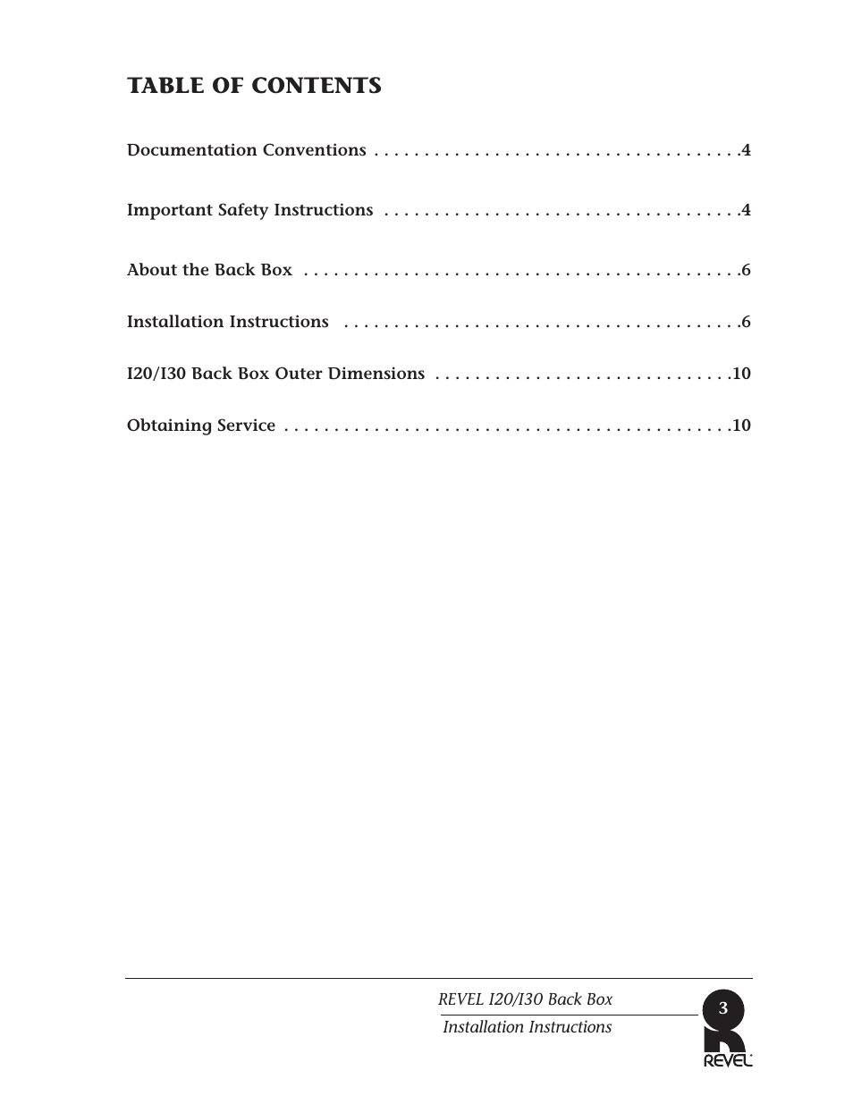 Revel I30 Back Box User Manual | Page 3 / 12