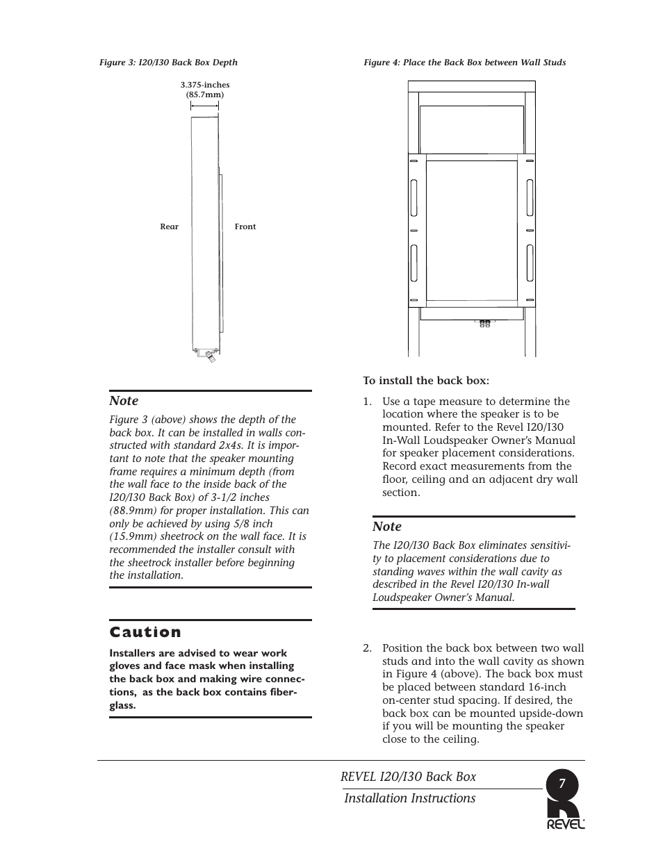 Caution | Revel I30 Back Box User Manual | Page 7 / 12