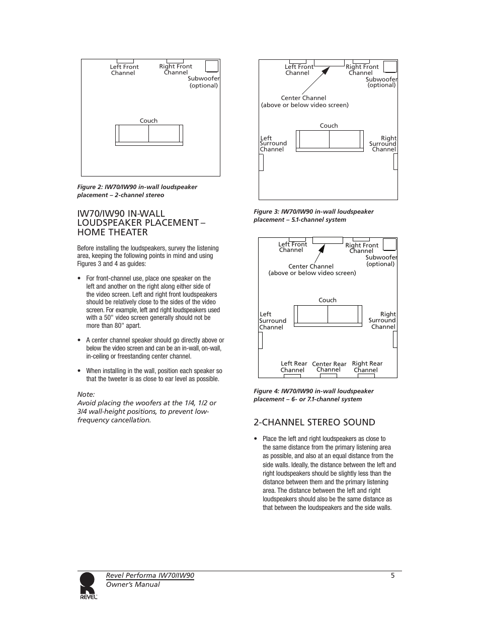 Channel stereo sound | Revel IW70 User Manual | Page 5 / 12