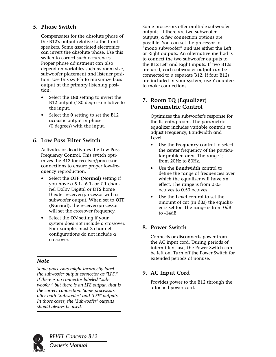 Revel B12 User Manual | Page 12 / 28
