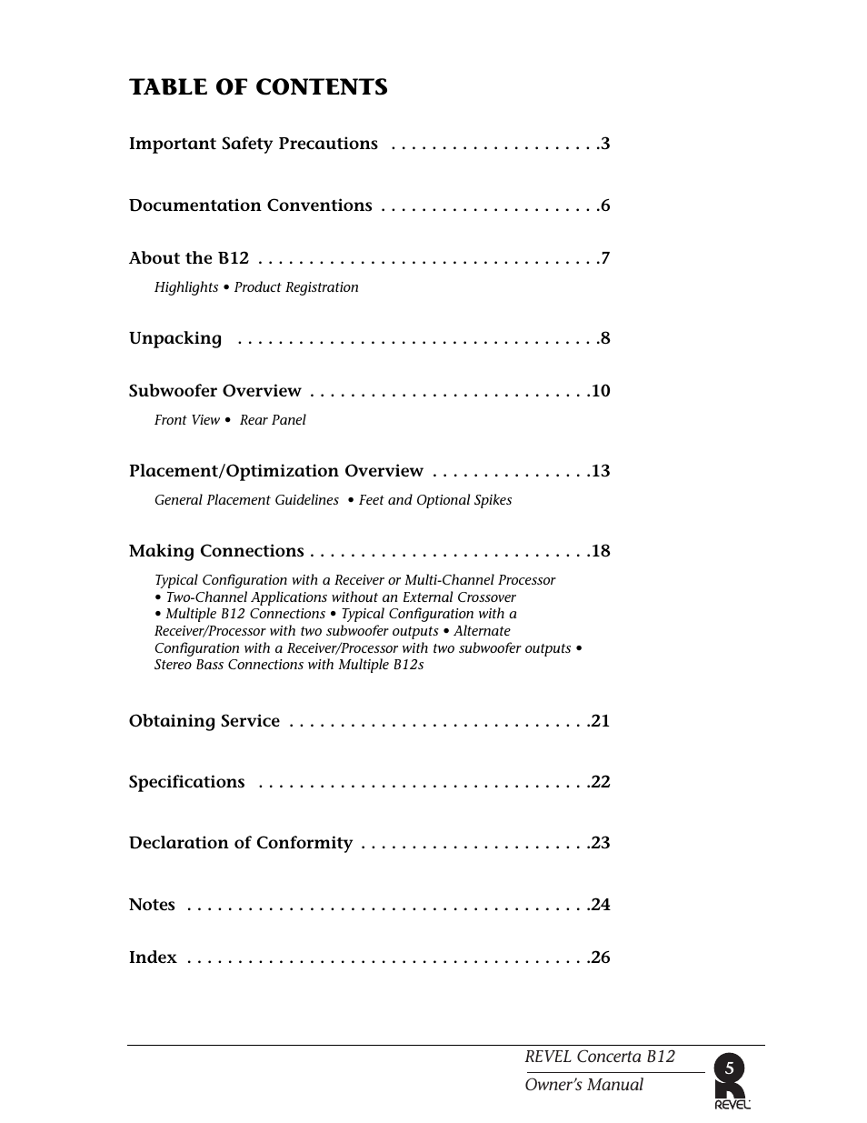 Revel B12 User Manual | Page 5 / 28