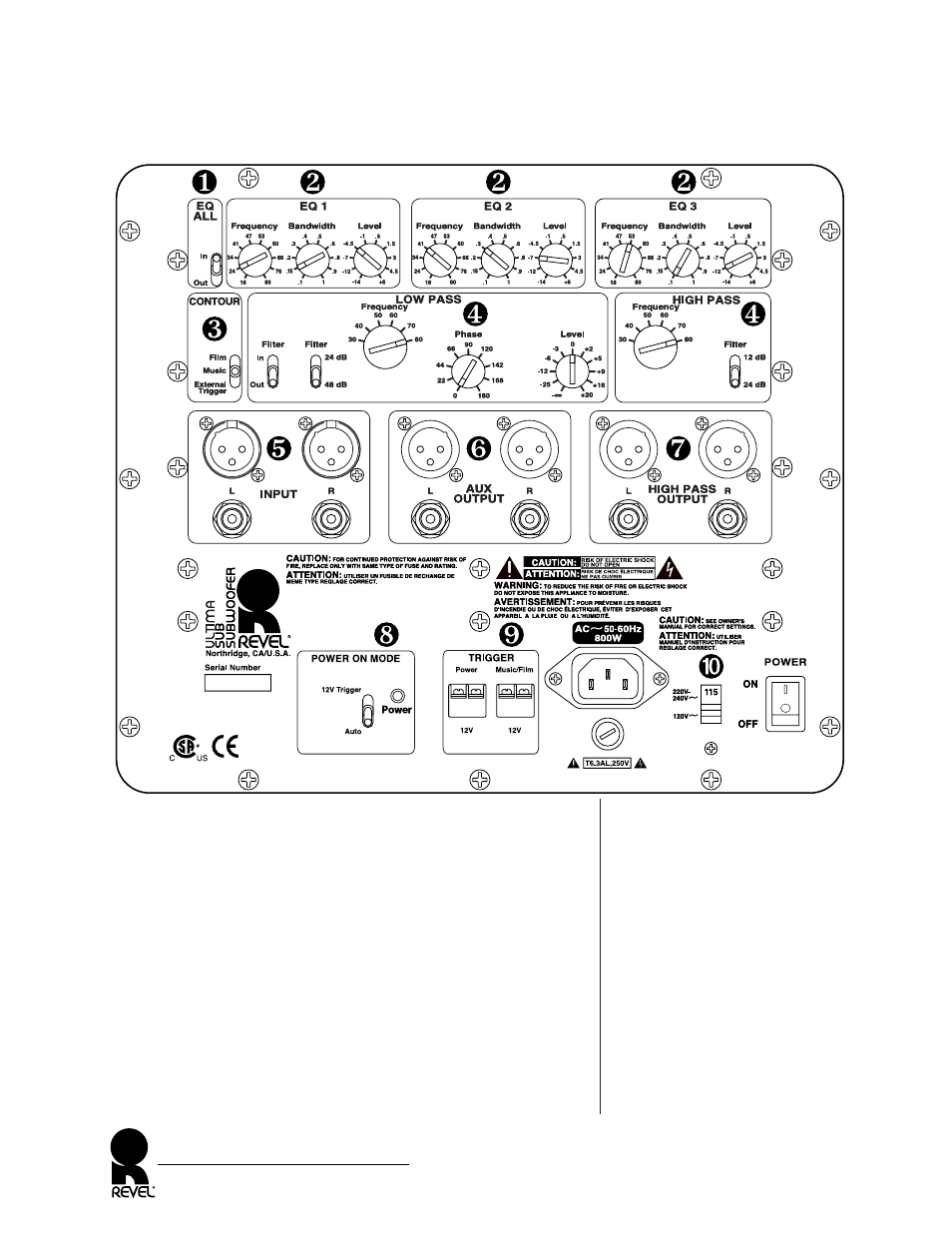 Rear panel layout | Revel Sub 30 User Manual | Page 10 / 32