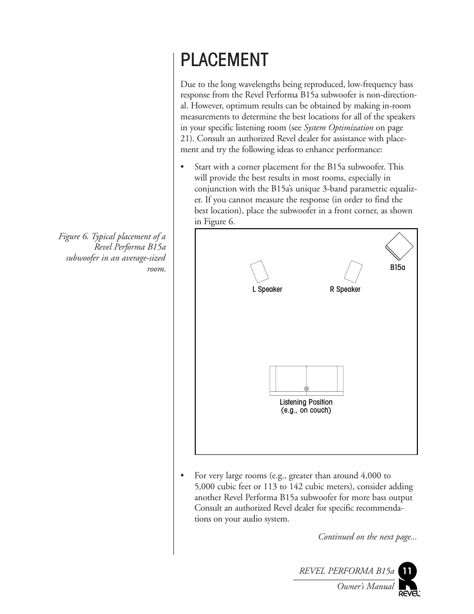 Placement | Revel B15a User Manual | Page 11 / 28