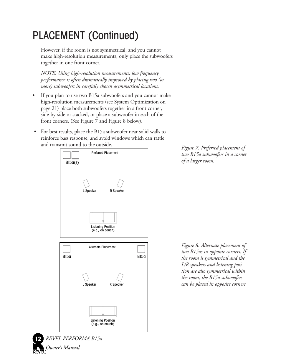 Placement (continued) | Revel B15a User Manual | Page 12 / 28