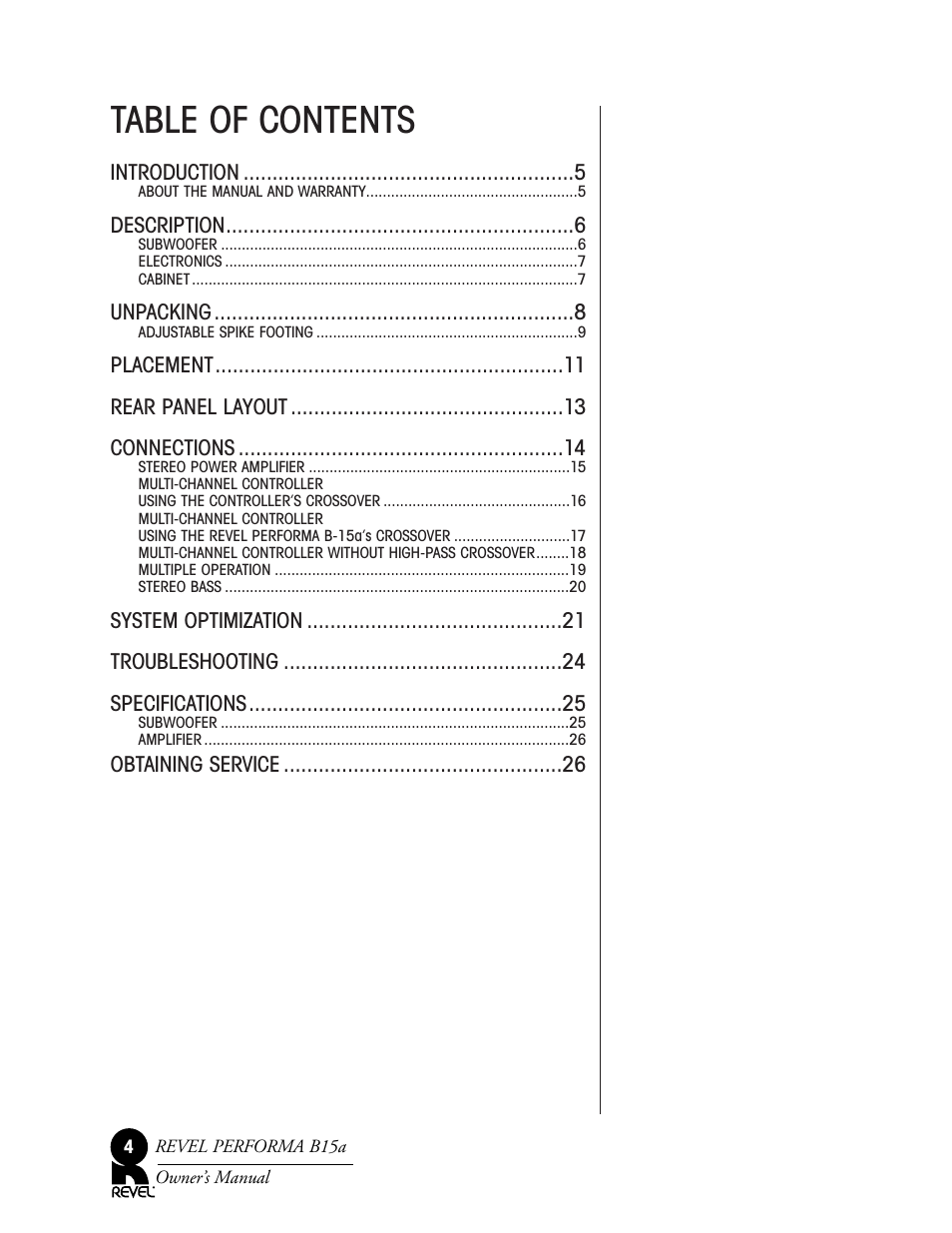 Revel B15a User Manual | Page 4 / 28