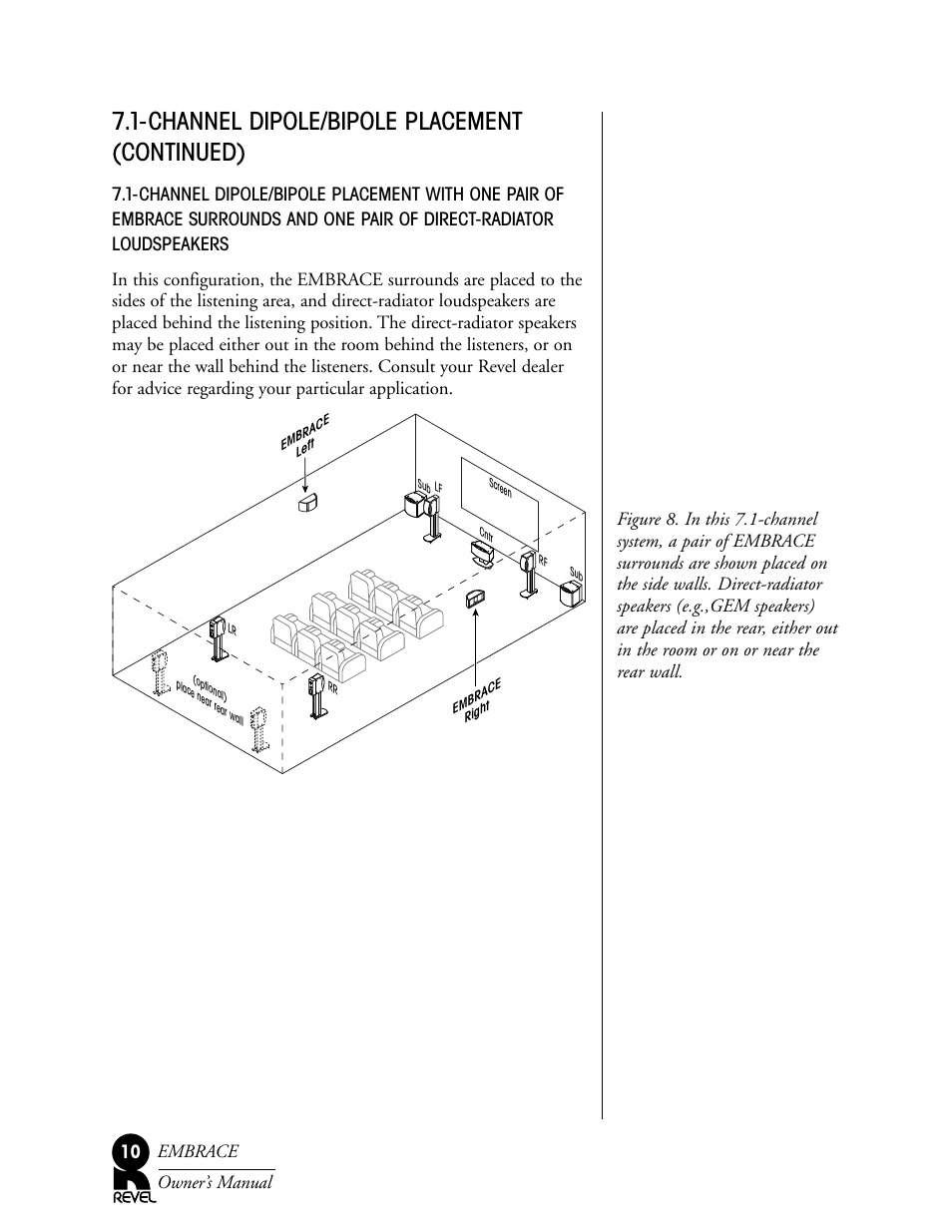 Channel dipole/bipole placement (continued) | Revel Embrace User Manual | Page 10 / 24