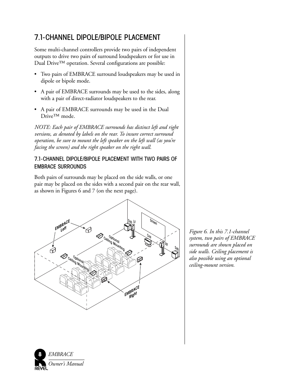 Channel dipole/bipole placement | Revel Embrace User Manual | Page 8 / 24