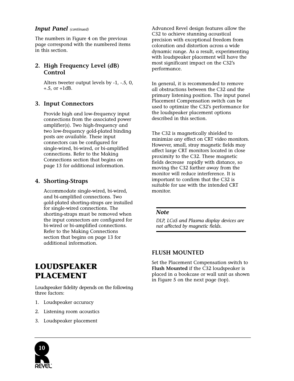 Loudspeaker placement | Revel C32 User Manual | Page 10 / 24