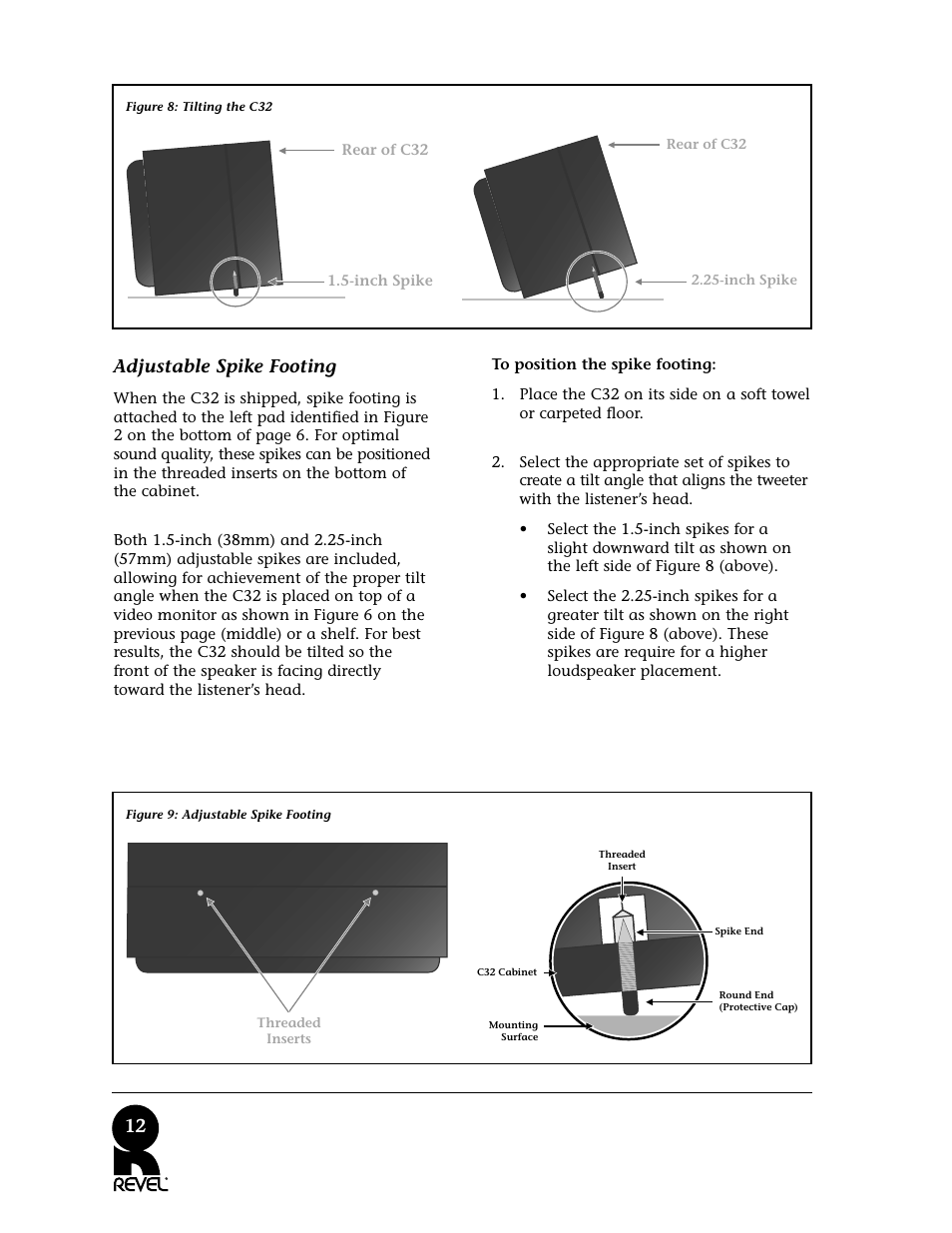12 adjustable spike footing | Revel C32 User Manual | Page 12 / 24