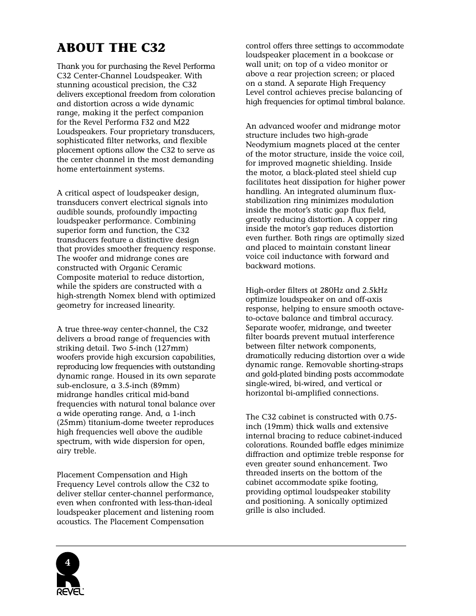 About the c32 | Revel C32 User Manual | Page 4 / 24