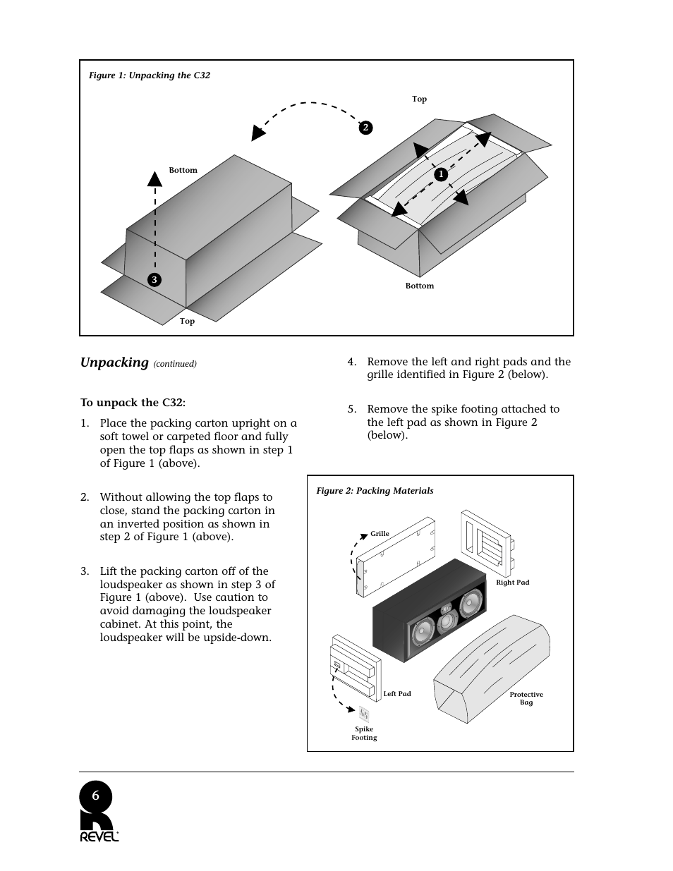 6unpacking | Revel C32 User Manual | Page 6 / 24
