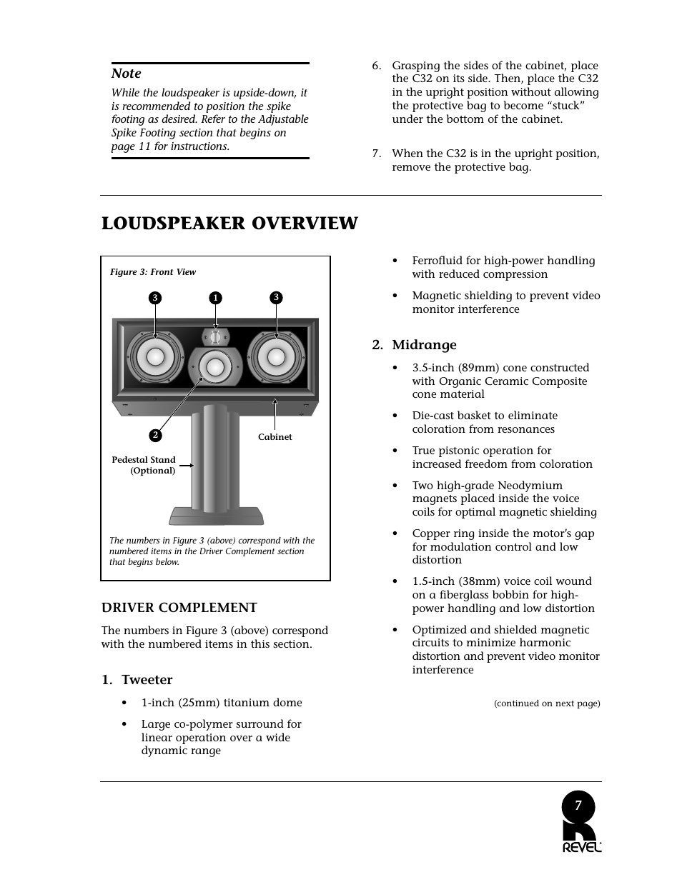 Loudspeaker overview | Revel C32 User Manual | Page 7 / 24