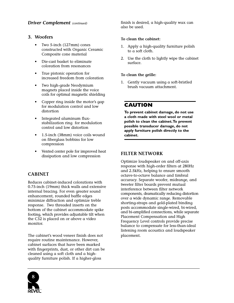 Caution | Revel C32 User Manual | Page 8 / 24