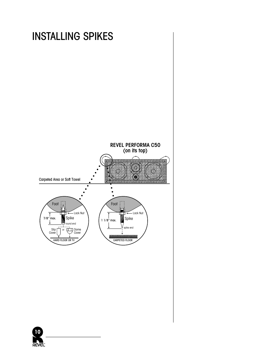 Installing spikes | Revel C50 User Manual | Page 10 / 24