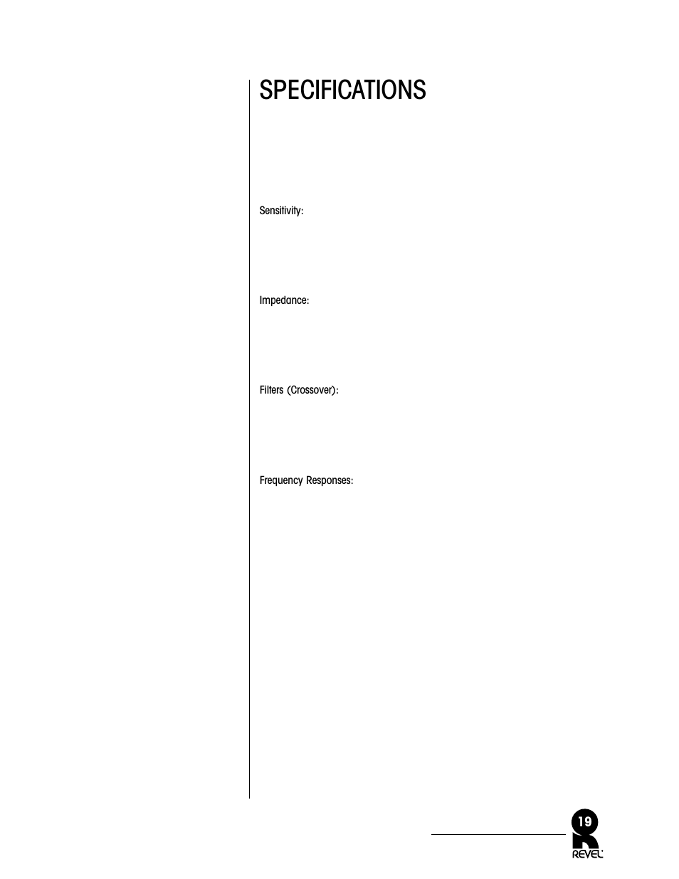 Specifications | Revel C50 User Manual | Page 19 / 24