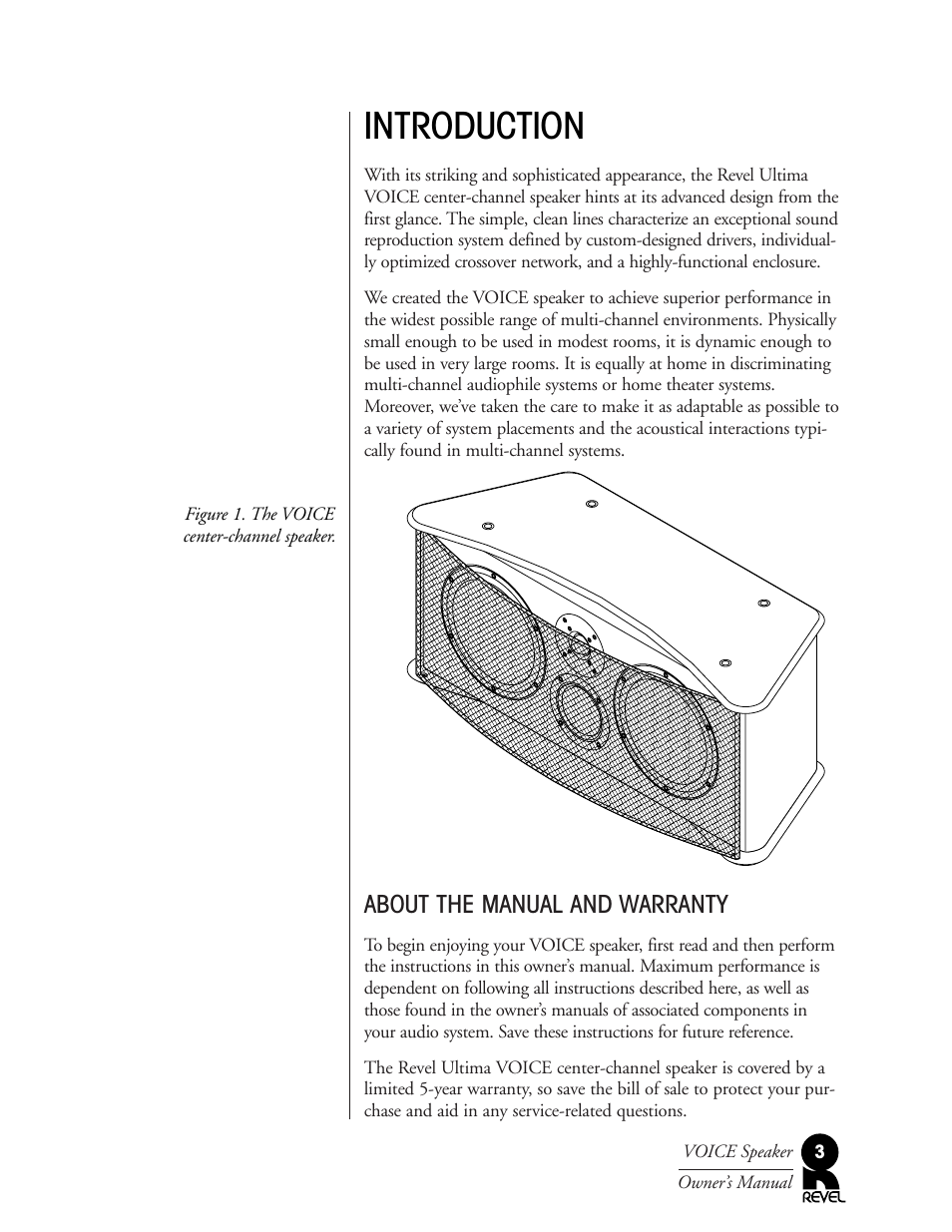 Introduction, About the manual and warranty | Revel Voice User Manual | Page 3 / 19