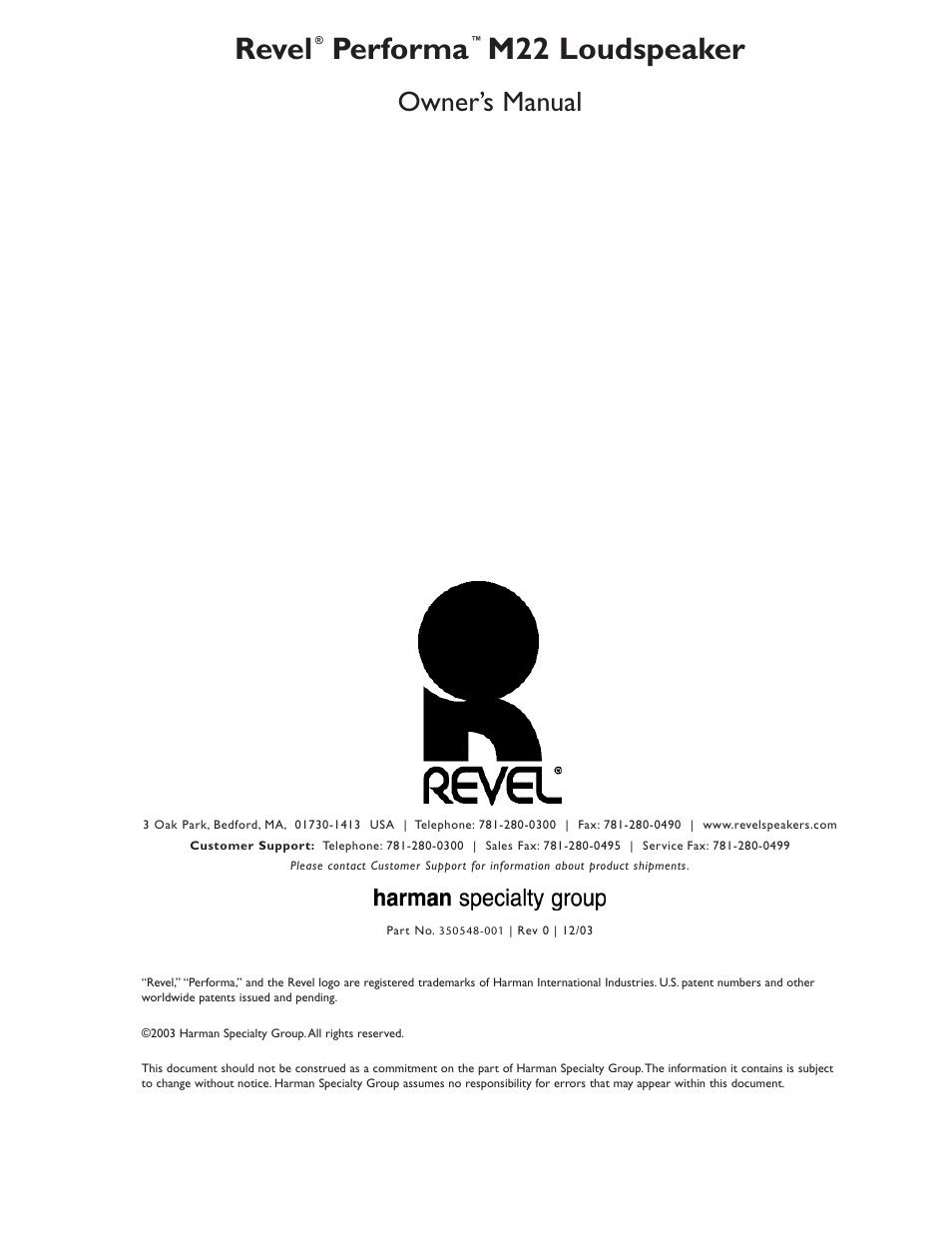 Revel M22 User Manual | 20 pages