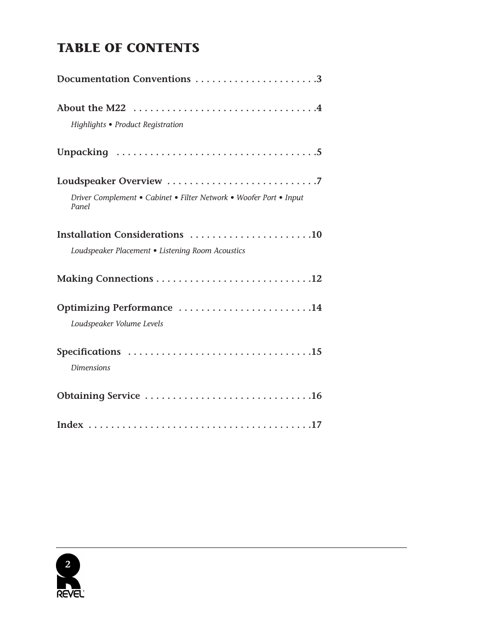 Revel M22 User Manual | Page 2 / 20