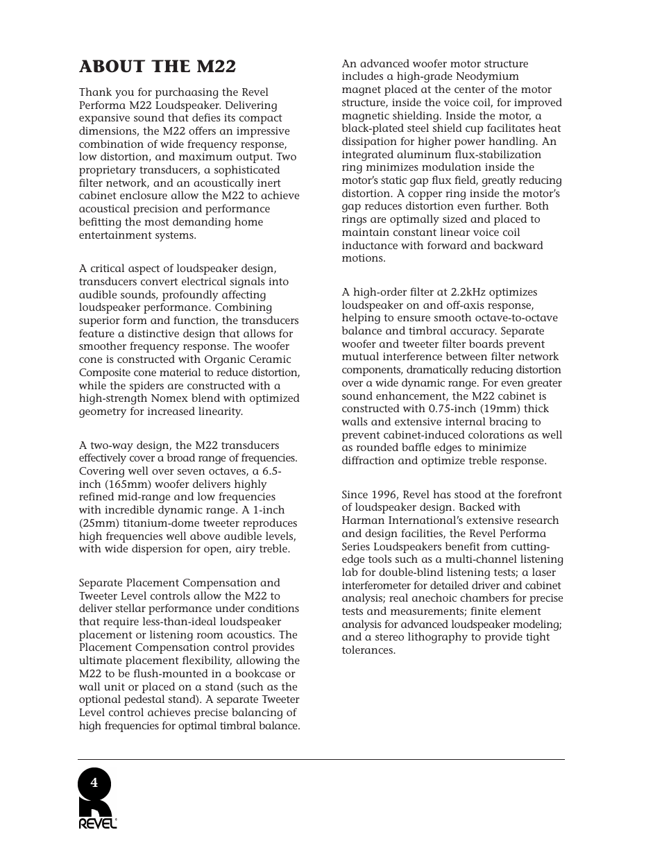 About the m22 | Revel M22 User Manual | Page 4 / 20