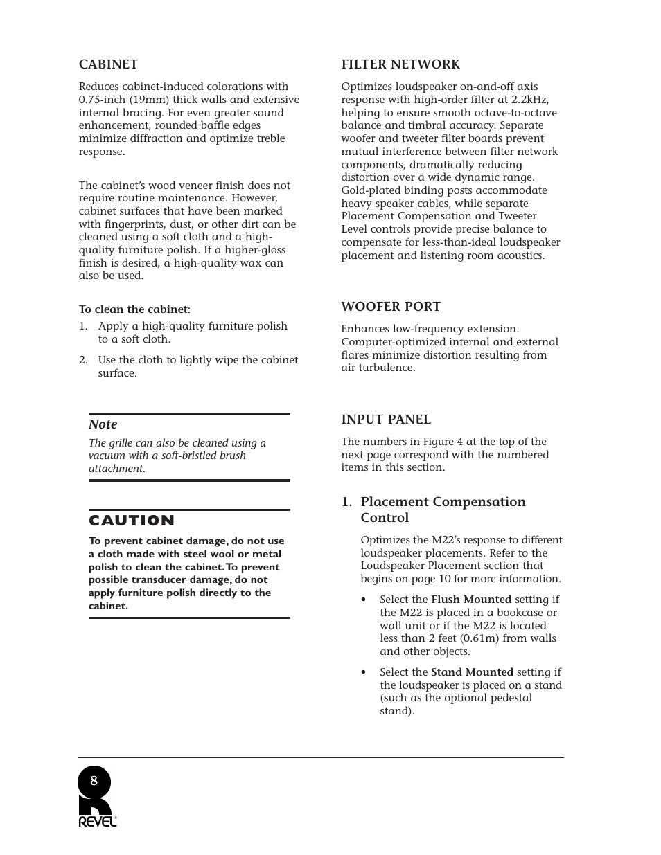 Caution | Revel M22 User Manual | Page 8 / 20