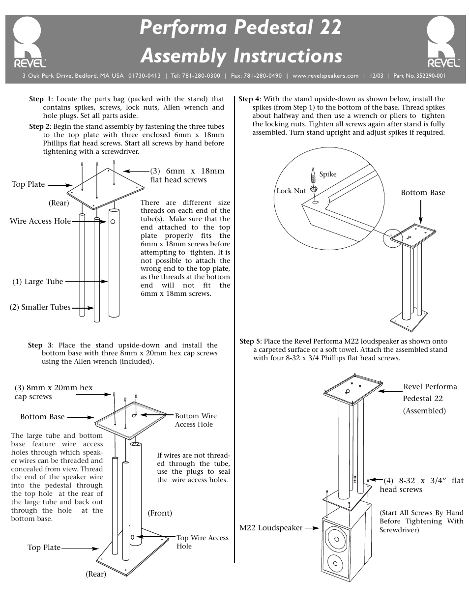 Revel M22 Pedestal User Manual | 1 page