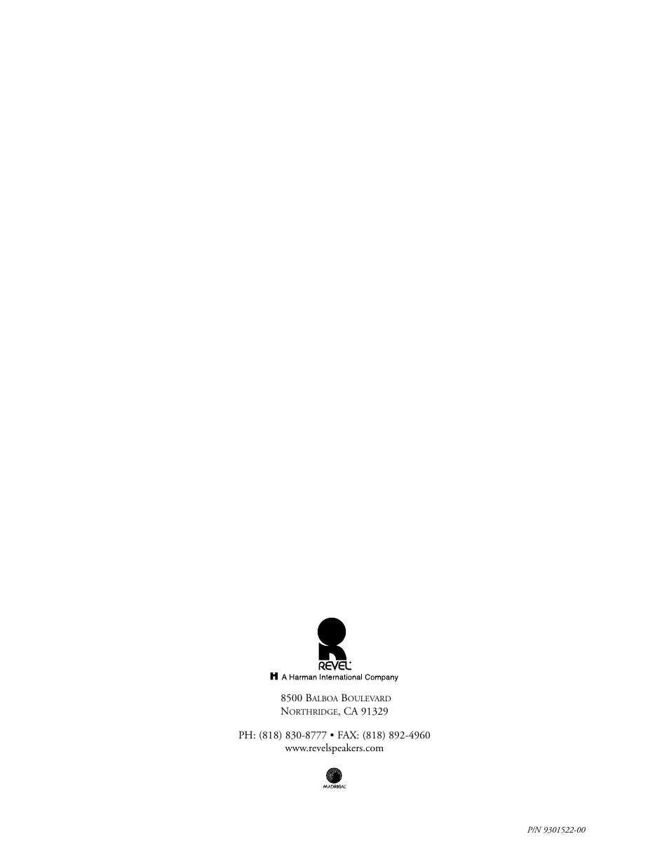Revel M20 User Manual | Page 20 / 20
