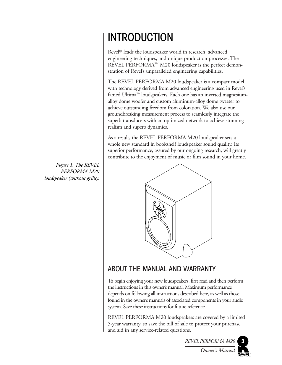 Introduction, About the manual and warranty | Revel M20 User Manual | Page 3 / 20