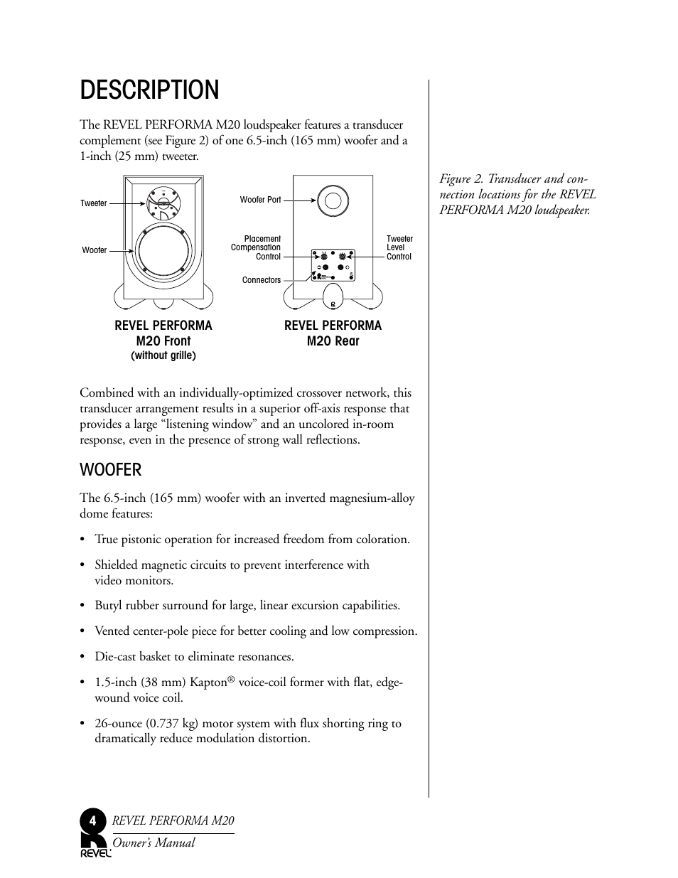 Description, Woofer | Revel M20 User Manual | Page 4 / 20