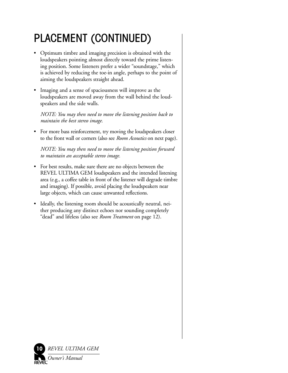 Placement (continued) | Revel Gem User Manual | Page 10 / 24