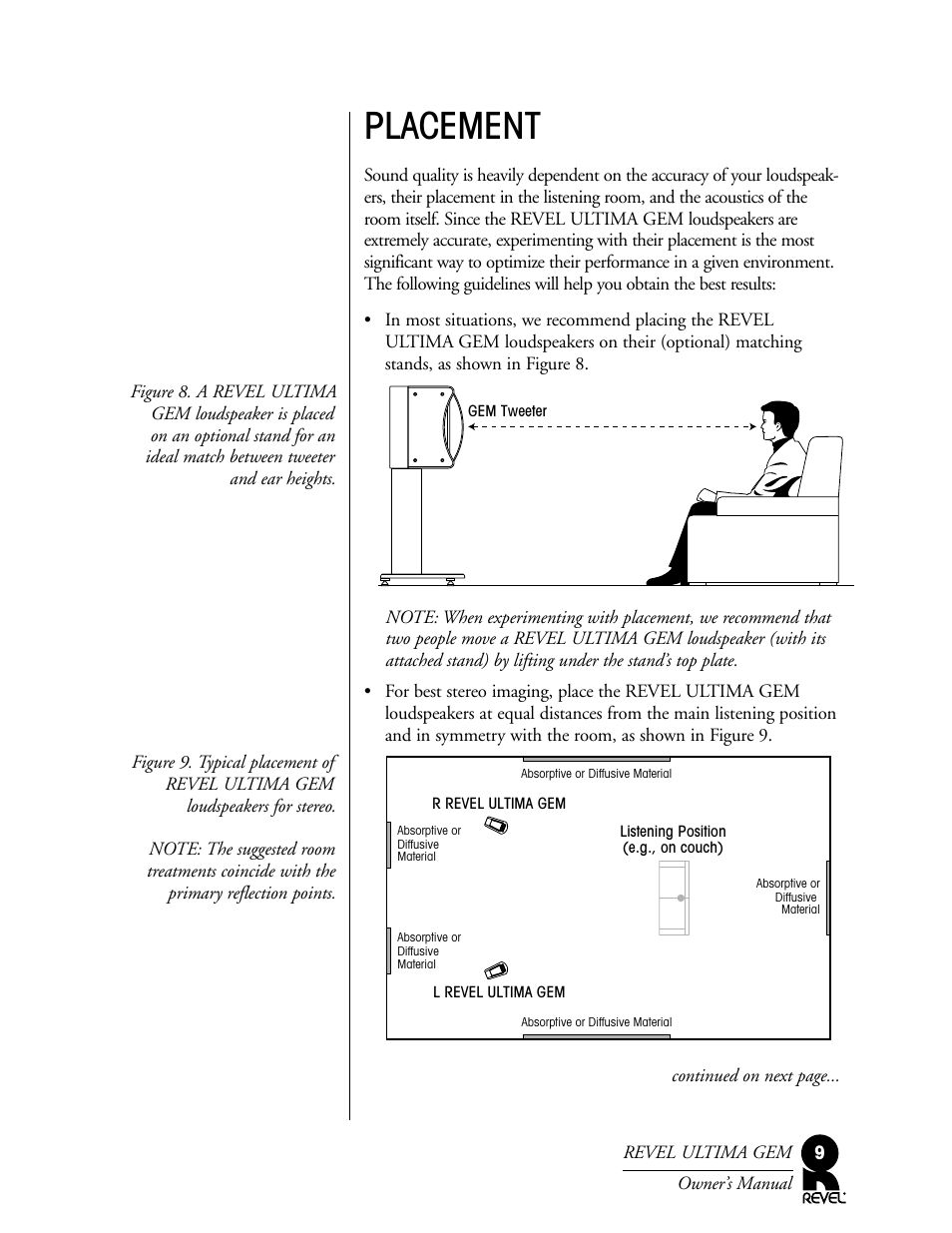 Placement | Revel Gem User Manual | Page 9 / 24