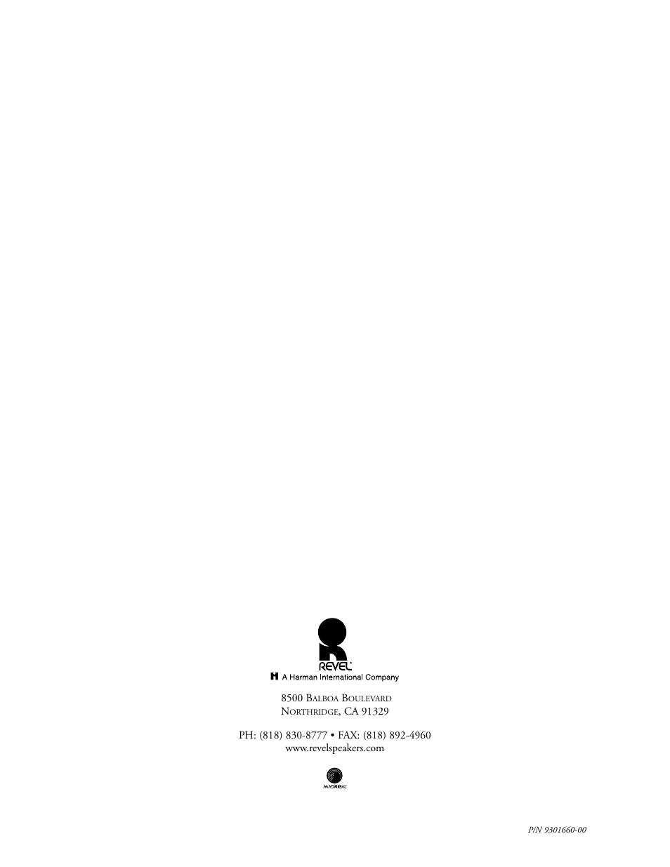 Revel F30 User Manual | Page 20 / 20