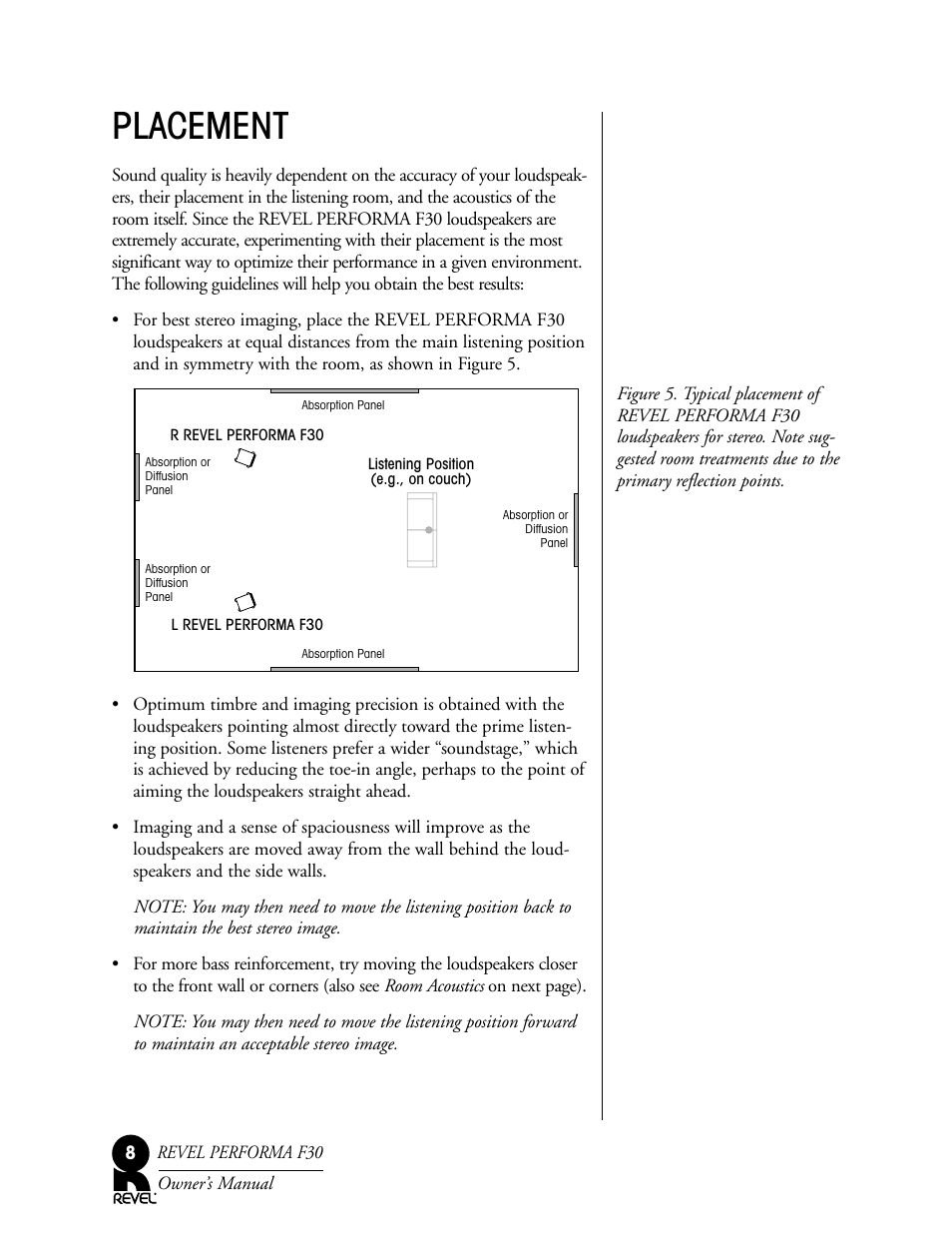 Placement | Revel F30 User Manual | Page 8 / 20