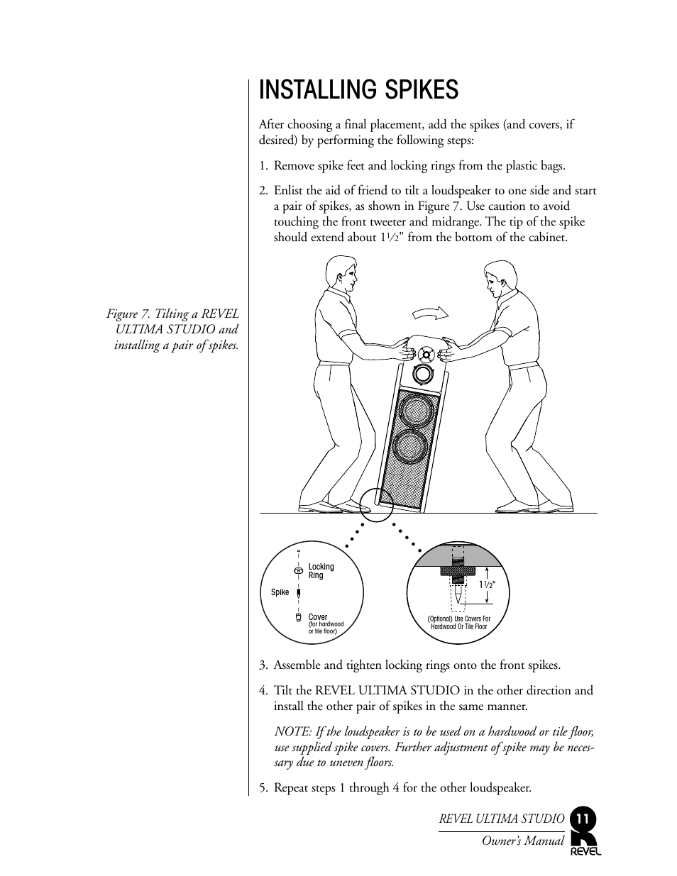 Installing spikes | Revel Salon User Manual | Page 11 / 24