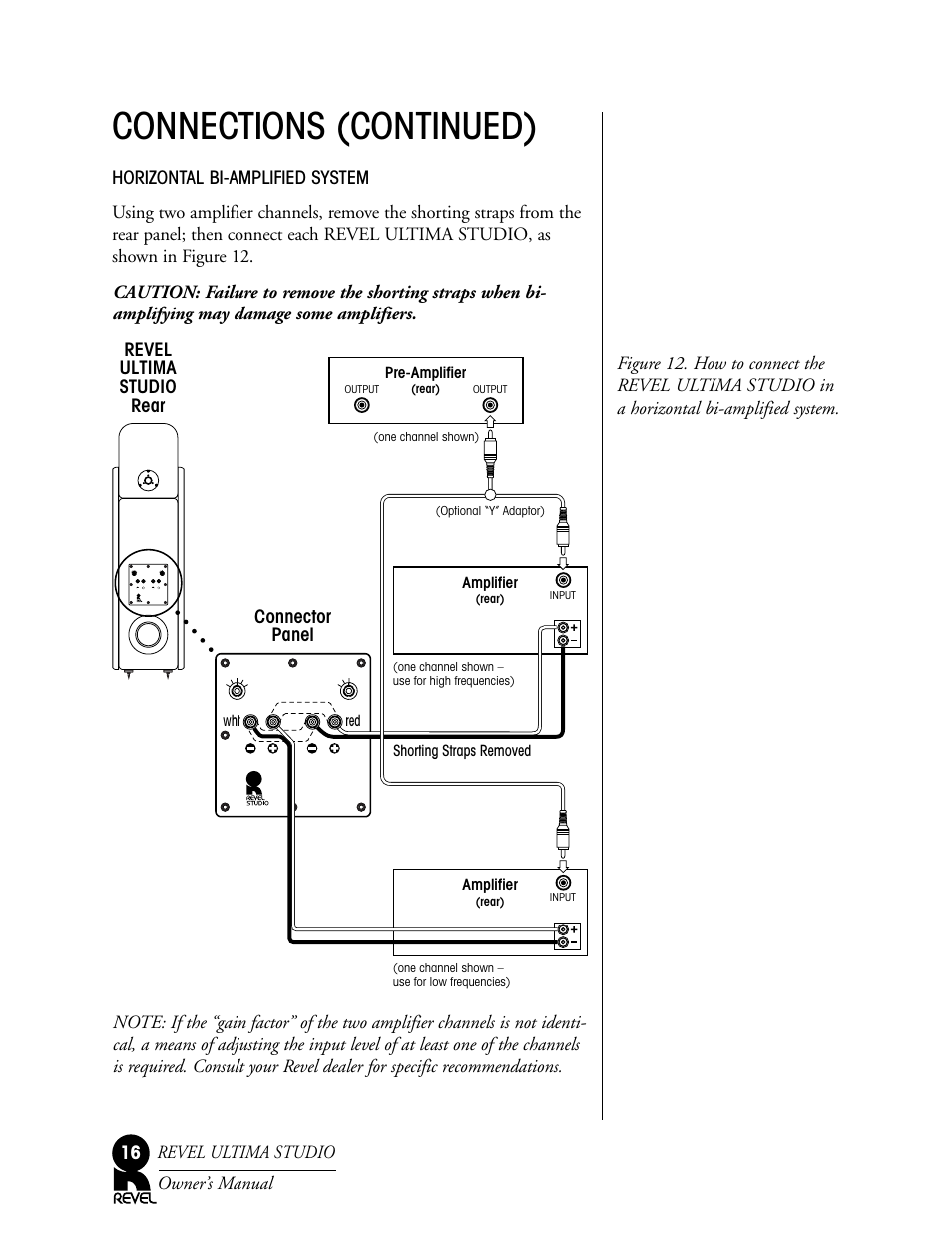 Connections (continued), Connector panel revel ultima studio rear | Revel Salon User Manual | Page 16 / 24