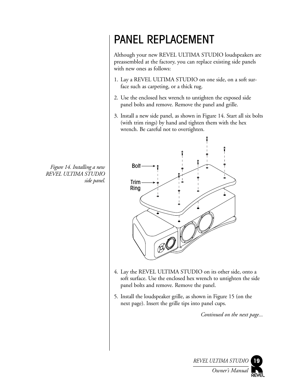 Panel replacement | Revel Salon User Manual | Page 19 / 24