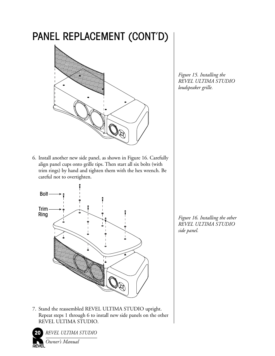 Panel replacement (cont’d) | Revel Salon User Manual | Page 20 / 24