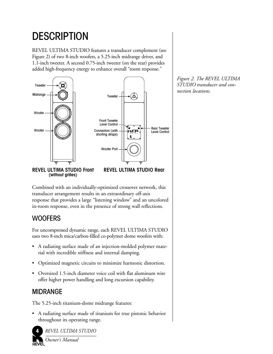 Description, Woofers, Midrange | Revel Salon User Manual | Page 4 / 24