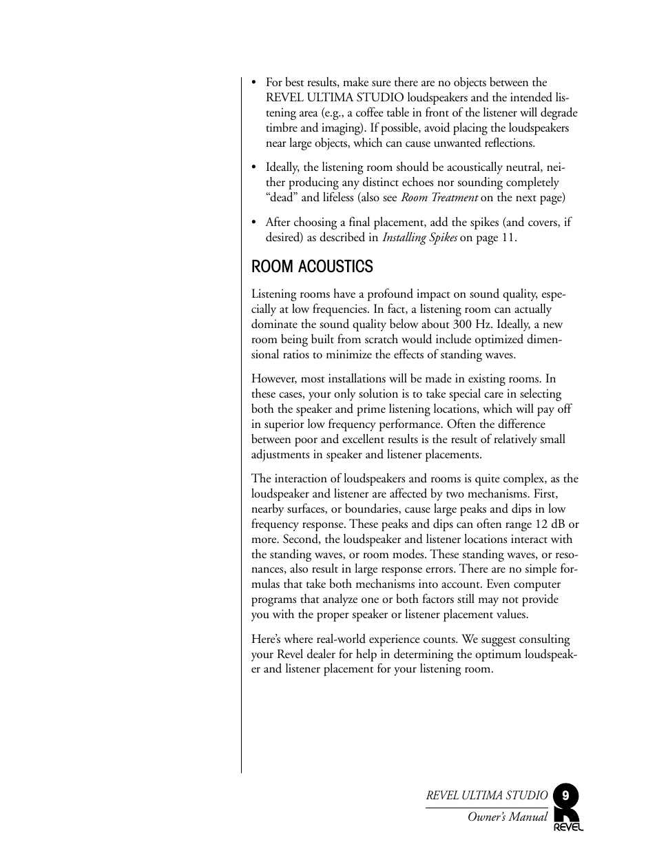 Room acoustics | Revel Salon User Manual | Page 9 / 24