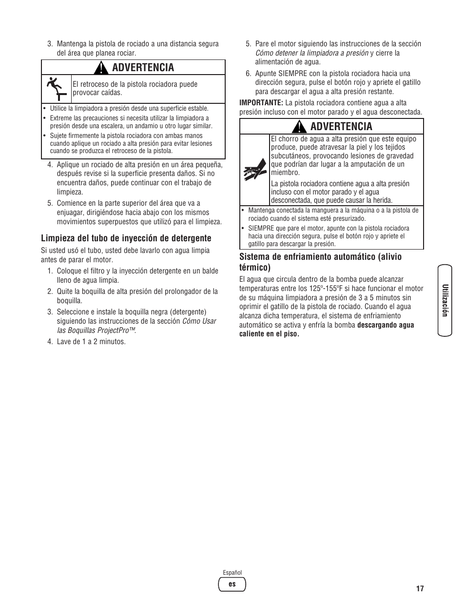 Advertencia | Briggs & Stratton Model 20272 User Manual | Page 45 / 56