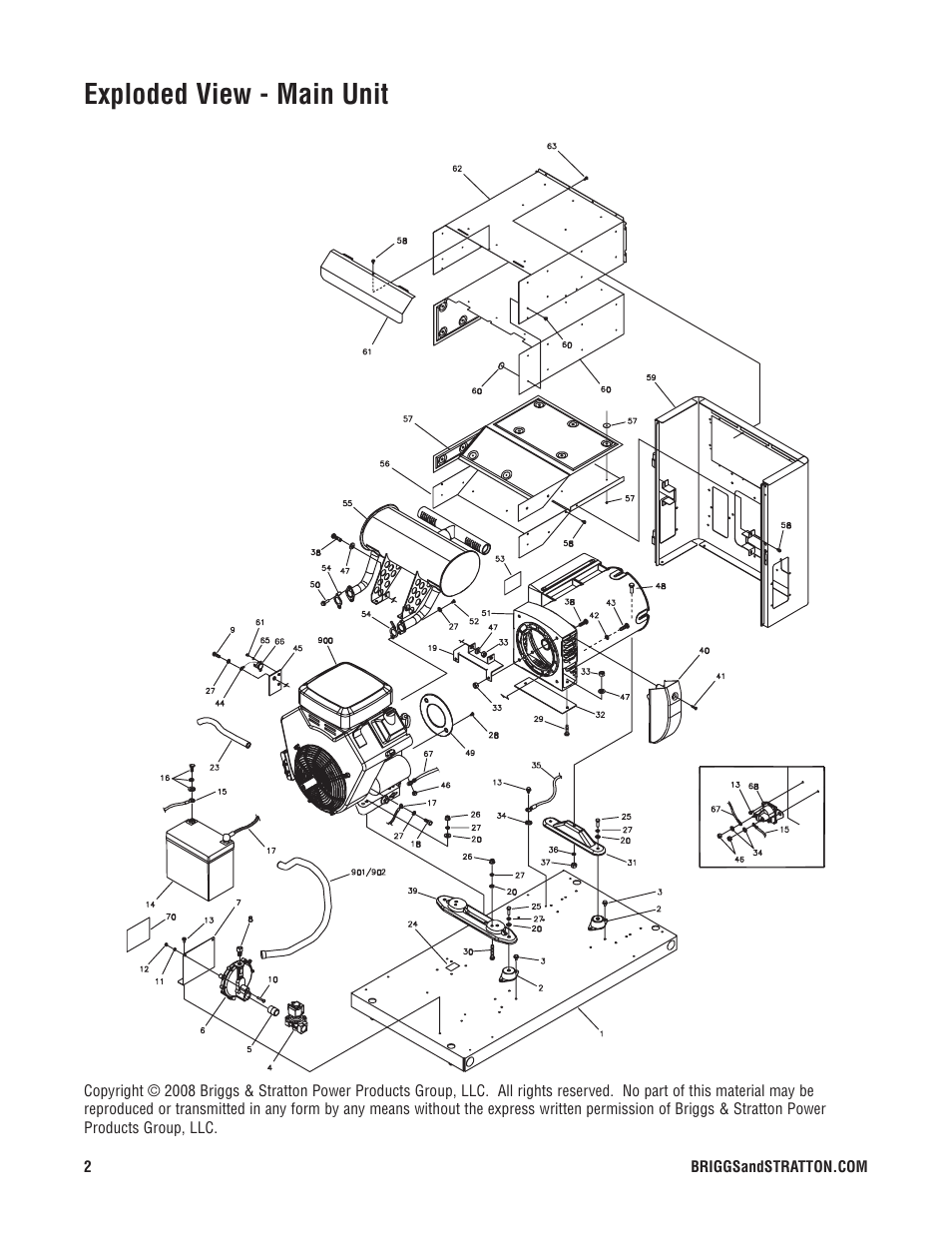 Exploded view - main unit | Briggs & Stratton 40212 User Manual | Page 2 / 7