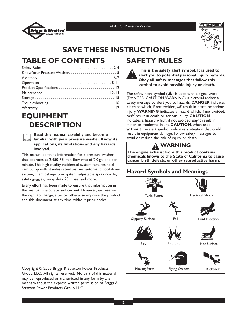 Briggs & Stratton 20215 User Manual | Page 2 / 32