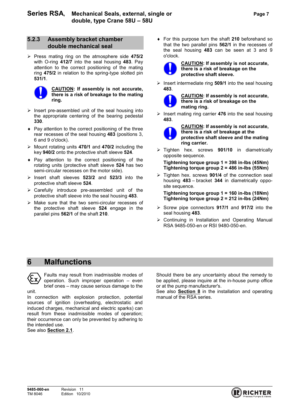 6 malfunctions, Seal, 6malfunctions | Series rsa | Richter RSI Series User Manual | Page 7 / 9