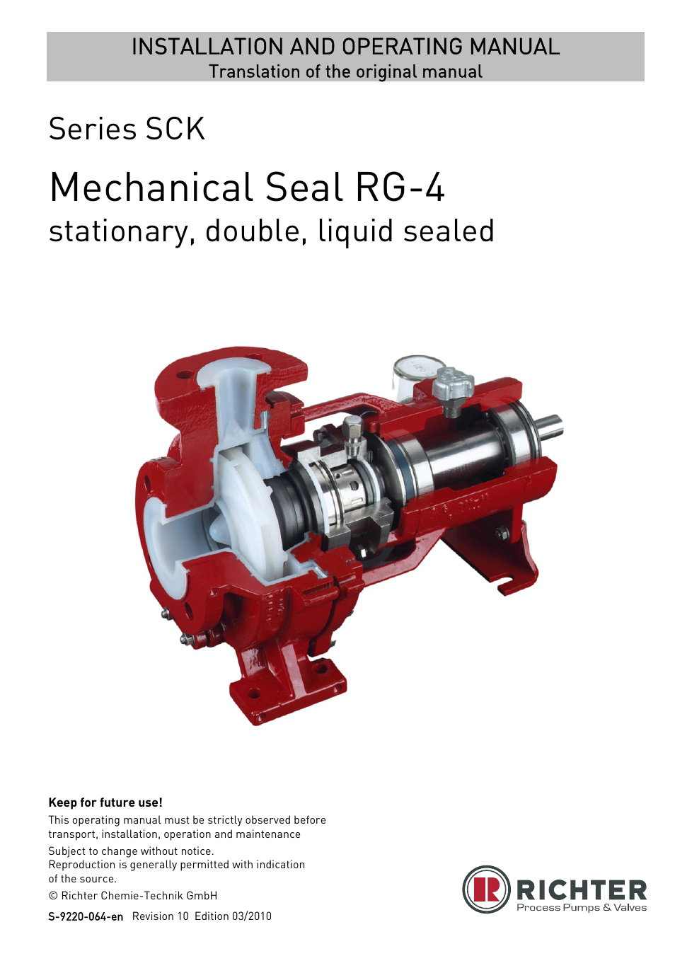 Richter RG4 stationary, double User Manual | 7 pages