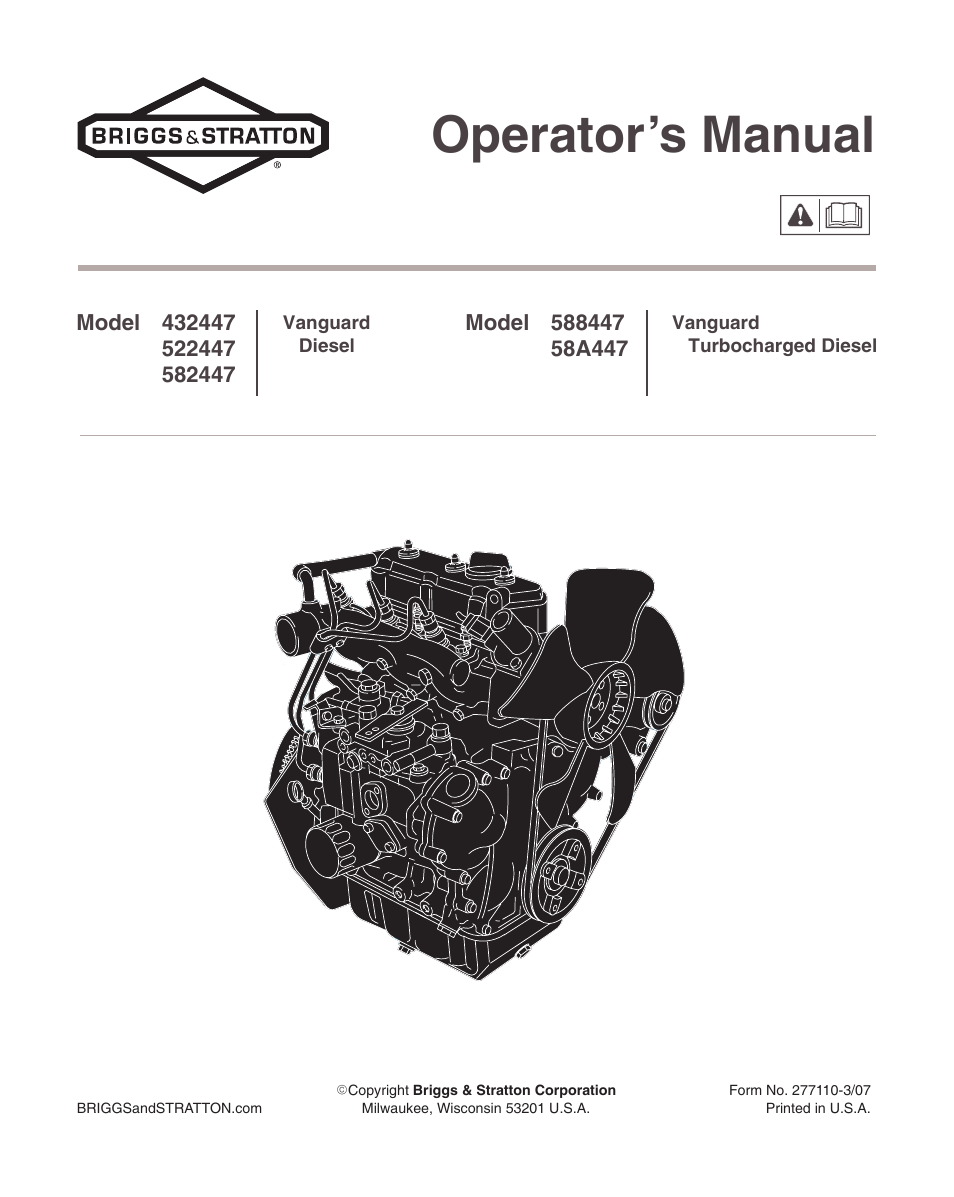 Briggs & Stratton VANGUARD 582447 User Manual | 20 pages