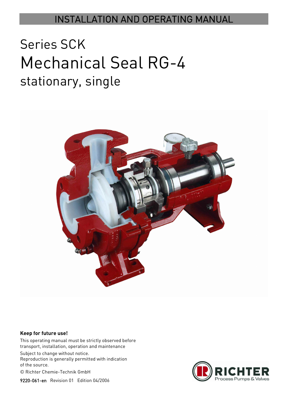 Richter RG4 stationary, single User Manual | 5 pages