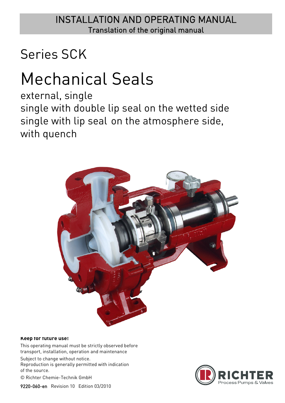 Richter Mechanical Seals User Manual | 11 pages